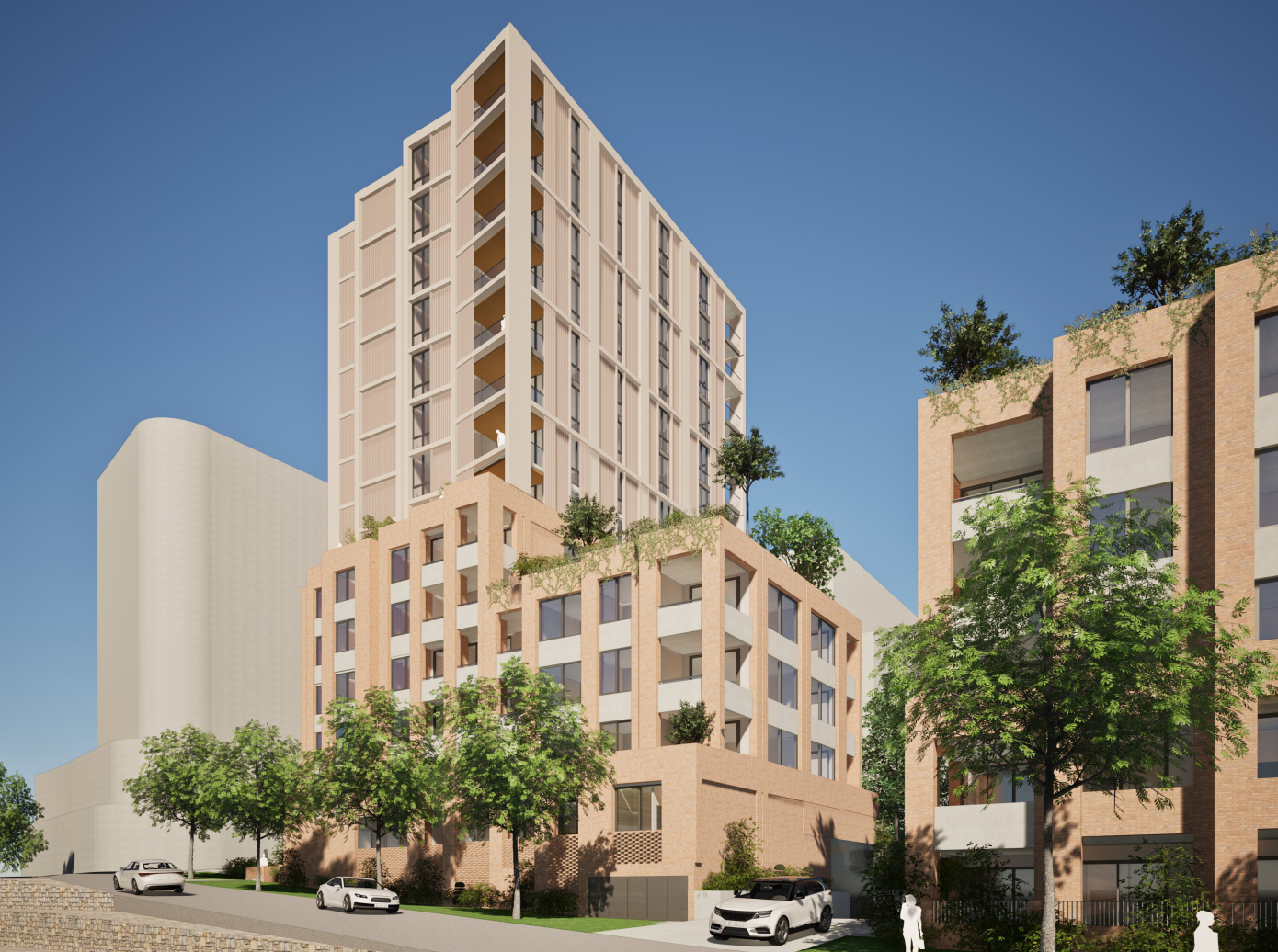 Indicative artists impression  of new apartment buildings,  subject to change and approvals